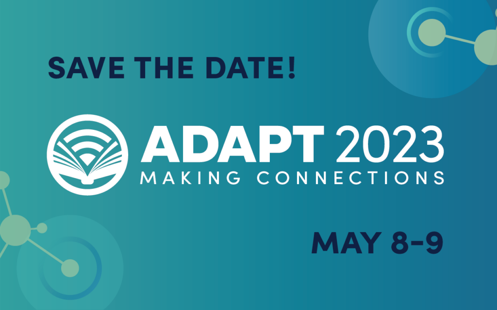 Adapt 2023 save the date graphic for May 8-9